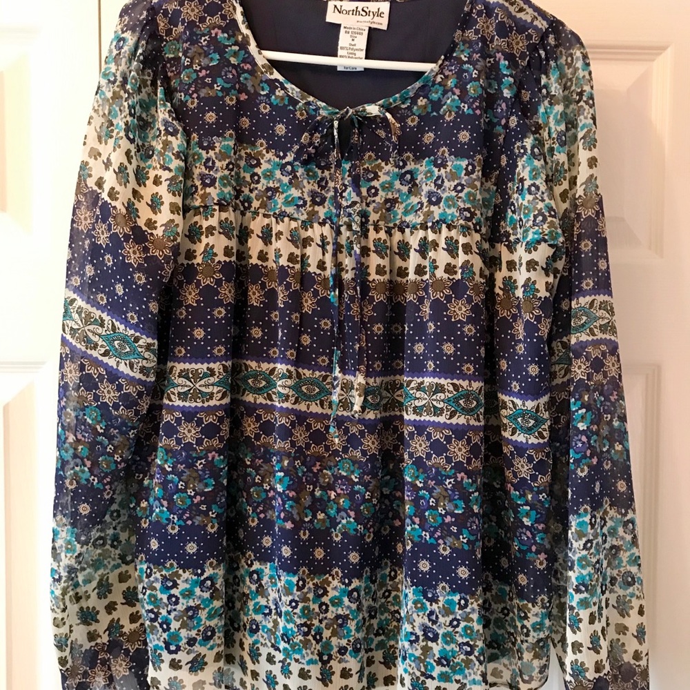 Ladies Floral Peasant Blouse